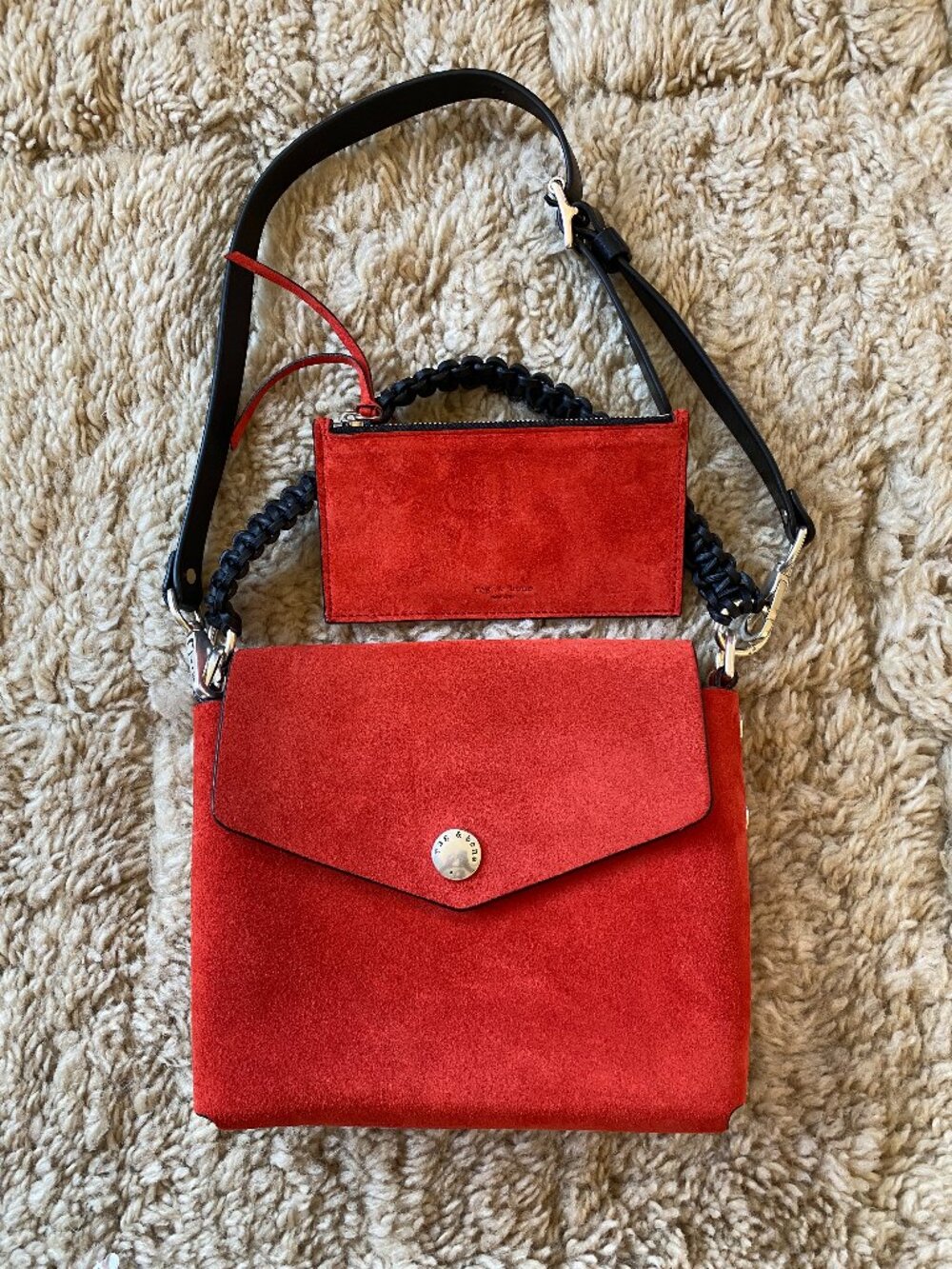 Rag & Bone Atlas Red Suede Shoulder Bag
